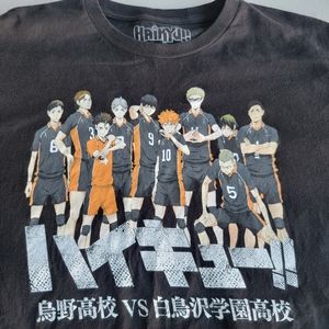 Haikyuu full cast T Shirt Men's sz XL Black 3rd Season s/s Anime crewneck